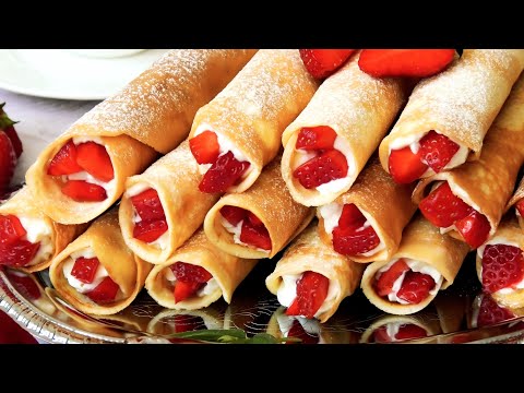 Видео: Вкусные вафельные трубочки с кремом и 🍓 БЕЗ ВАФЕЛЬНИЦЫ👍