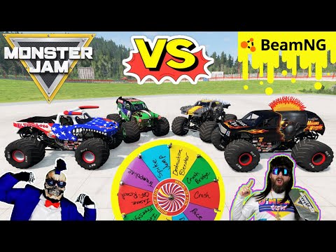 Видео: Monster Jam БЕЗУМНЫЕ гонки, фристайл и скоростные прыжки #5 | BeamNG Drive