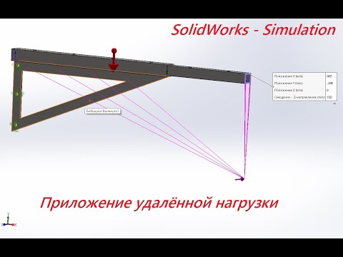 Видео: Solidworks Simulation - приложение удалённой нагрузки на конструкцию
