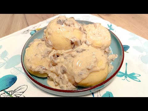 Видео: Галушки с Мясом и Грибным Соусом