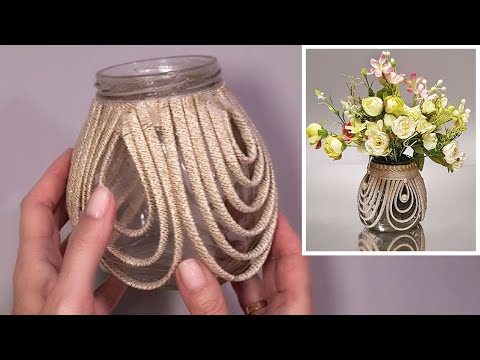 Видео: DIY😍Роскошная ваза из стеклянной банки и шнура🔥