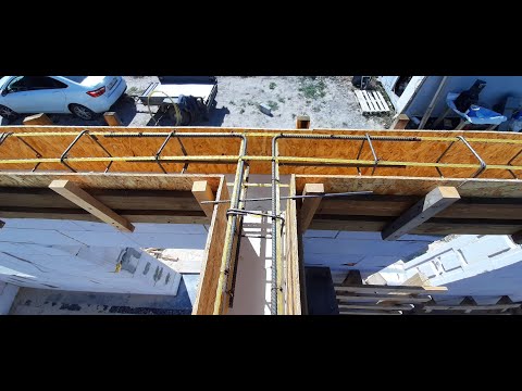 Видео: 22. Опалубка  для армопояса из ОСБ. Армокаркас из стеклопластиковой арматуры.Заливка армопояса.