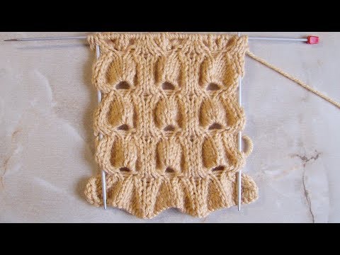 Видео: Объемный рельефный узор Вязание спицами Видеоурок 267
