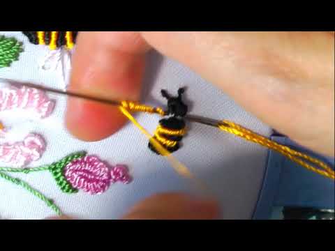 Видео: Мини Вышивка: Пчёлка и божья коровка | Объёмная вышивка