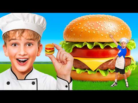 Видео: Кулинарный челлендж: ГИГАНТСКАЯ еда против КРОШЕЧНОЙ!