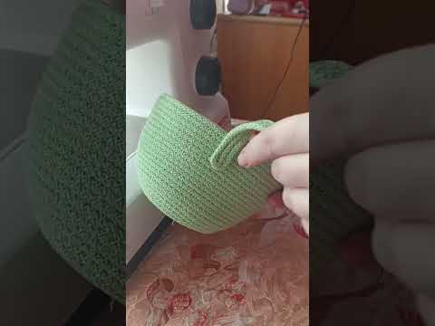 Видео: корзинка:чашка с блюдцем из хлопкового шнура.