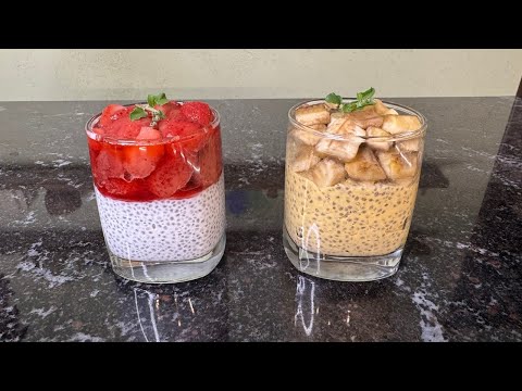 Видео: Постный, легкий и очень вкусный десерт без сахара. Пудинг из чиа: косово ягодный и курага с бананом.
