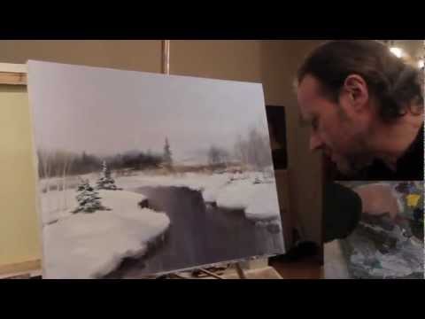 Видео: Научится рисовать Полный видеоурок И.Сахарова 'ЗИМНИЙ ПЕЙЗАЖ'
