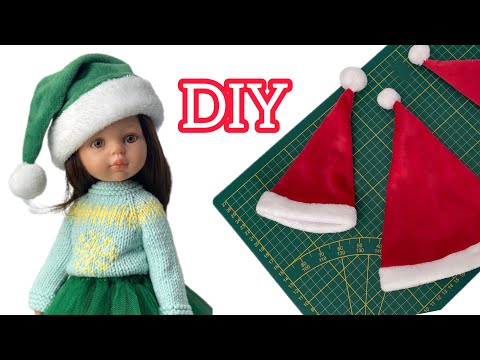 Видео: Шапка Санты. Колпак на Новый год. Как сшить для куклы + выкройка для Паола Рейна