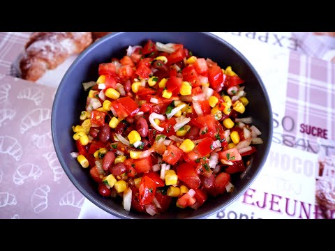 Видео: Вкусный и освежающий мексиканский салат с фасолью и кукурузой