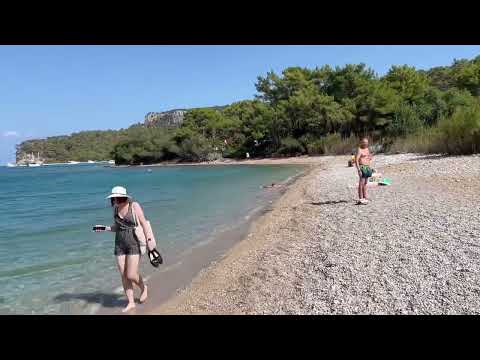 Видео: Дикий пляж в Кемере. Турция сейчас, сентябрь 2024 г.  Экзотический пляж в Кемере. Отдых в Турции.