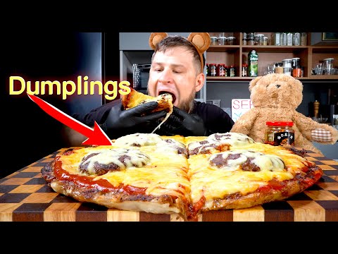 Видео: PIZZA DUMPLINGS, ASMR MUKBANG, АСМР МУКБАНГ, 먹방, 大食い, たべる, 谢尔盖