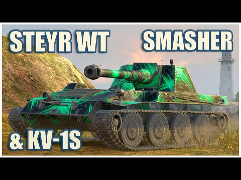 Видео: Krupp-Steyr WT, Крушитель & КВ-1С • WoT Blitz Gameplay