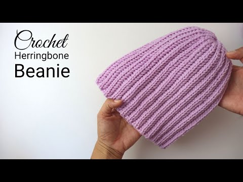 Видео: Простая вязаная крючком шапочка-бини в ёлочку