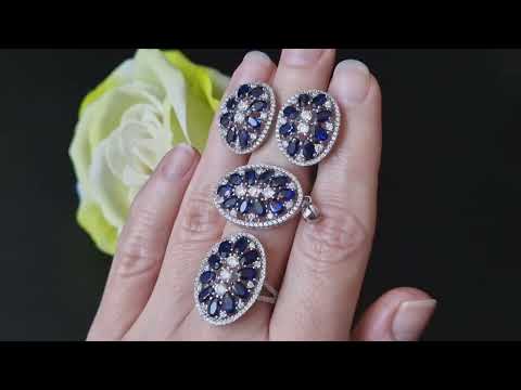 Видео: Серебряный комплект-трио с сапфирами