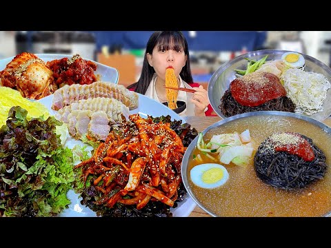 Видео: Холодная лапша бесконечна, пока не насытится🥶Korean eating show mukbang