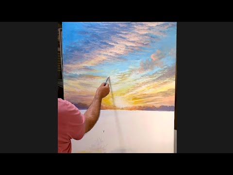 Видео: Узнайте, как красиво рисовать облака и небо с помощью акриловых красок #искусство