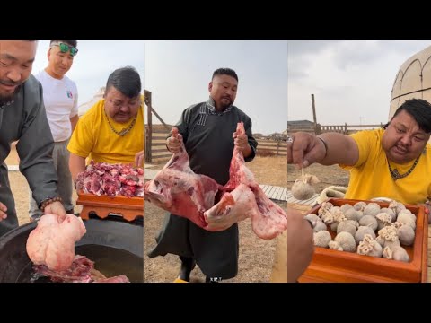 Видео: Энке приглашает вас попробовать монгольскую еду, зажаренную целиком на гриле ягненка! Коллекция 26