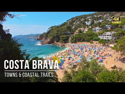 Видео: Прогулка по пляжу Коста-Брава 🌊 Бланес, Испания | 4K Виртуальная прогулка