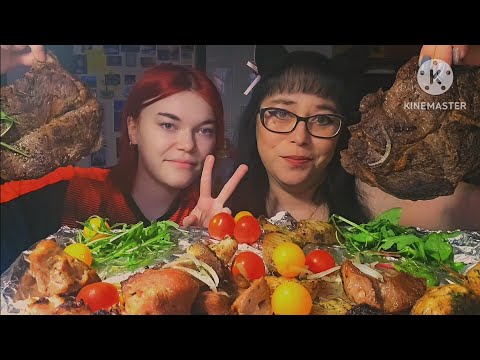 Видео: Мукбанг | Шашлыки,люля-кебаб,стейк рибай,шампиньоны | Обжор Асмр