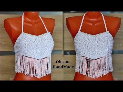 Видео: Укороченный топ крючком. Кроп топ. Пляжная мода. Crop top crochet