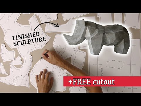 Видео: Как сделать простую скульптуру носорога без лепки _ DIY для начинающих + бесплатная форма