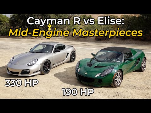 Видео: Lotus Elise 2006 года против Porsche Cayman R 2012 года — прямой обзор!