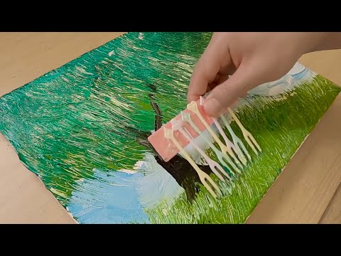 Видео: Живопись пластиковой вилкой для фруктов / Необычная техника росписи