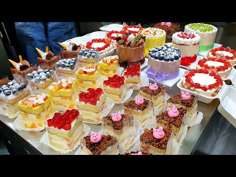 Видео: Большой выбор вкусных тортов! Приготовление популярных корейских тортов