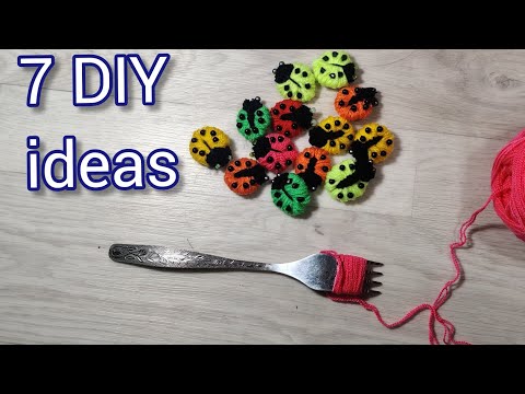 Видео: 7 супер идей! Божьи коровки на вилке из пряжи. DIY. Рукоделие для новичков
