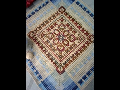 Видео: Квадрат крючком в технике мозаики. Square crochet in mosaic  technique.