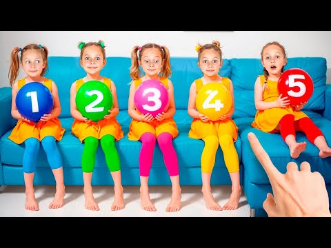 Видео: Пять девочек едят мороженое | Учим цифры с Майей
