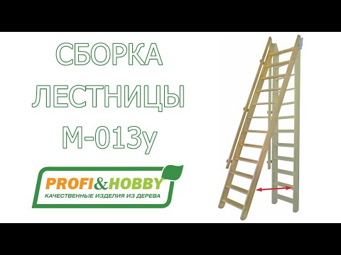 Видео: Видео сборки деревянной лестницы М-013у Profi&Hobby