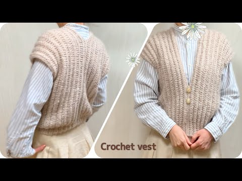 Видео: [Стройный силуэт] Как связать крючком жилет с V-образным вырезом