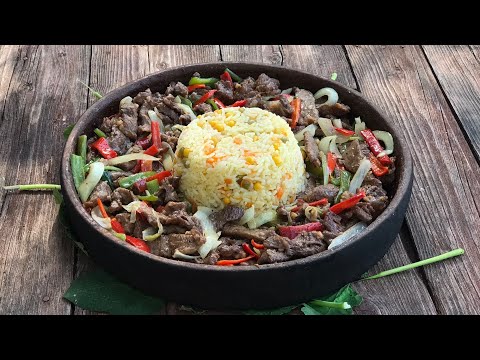 Видео: Лучший рецепт жареной говядины с луком и перцем | Нежная и сочная говядина | Пышный рисовый плов