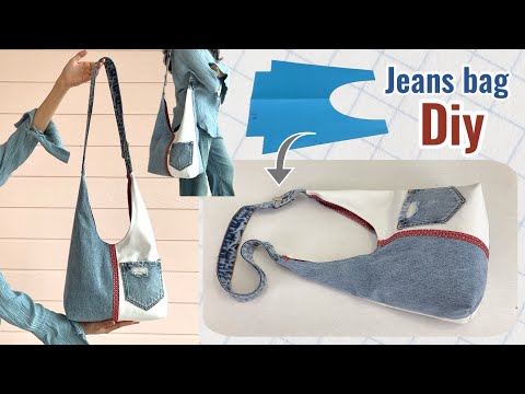 Видео: руководство по шитью, как превратить старые джинсы в сумку через плечо, руководство по изготовлению