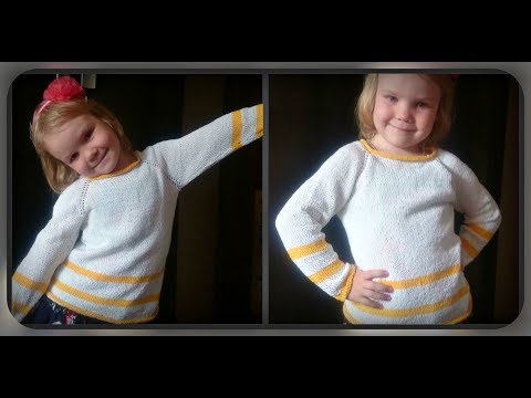 Видео: пуловер на ребенка 5 лет спицами, регланом сверху