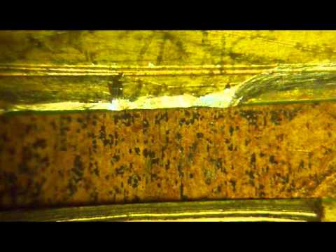 Видео: Эмбосинг губной гармошки, вид под микроскопом