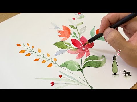 Видео: Акварельная русская цветочная живопись