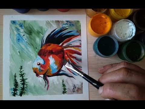 Видео: Рисуем золотую рыбку(гуашь) Draw a goldfish(gouache)