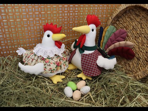 Видео: петушок и курочка из ткани по старому журналу Burda 03/1994