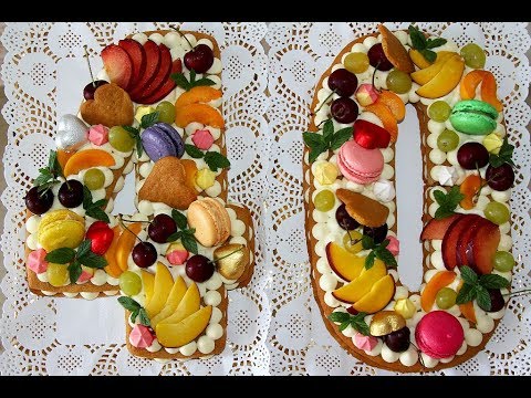 Видео: Торт цифра на 40 лет. Торт буква. Торт Медовик с фруктами.