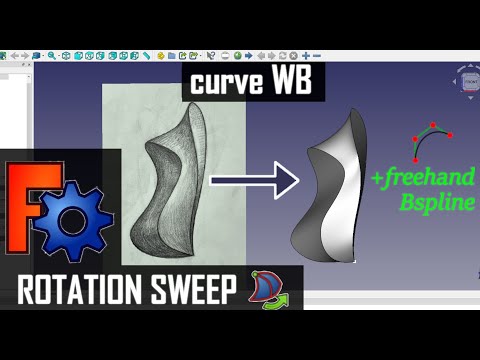 Видео: Freecad Curve WB: использование Rotation Sweep и Freehand Bspline для создания сложной поверхности.