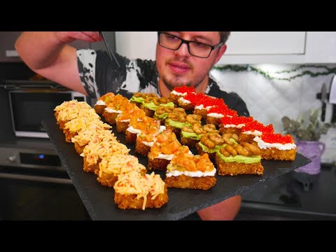 Видео: Рецепт "Роллов" в домашних условиях Закуска ВМЕСТО КАНАПЕ. Ленивые ЖАРЕНЫЕ суши. На праздничный стол