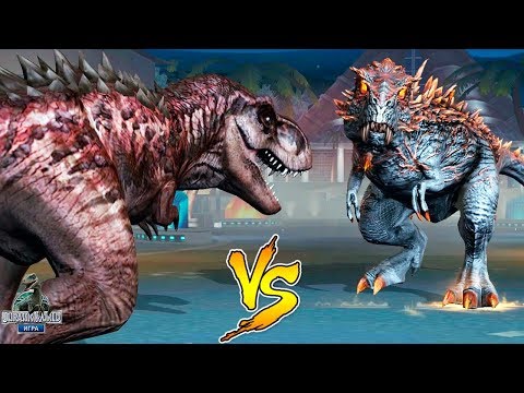 Видео: БИТВА 4х ТИРАННОЗАВРОВ Jurassic World The Game