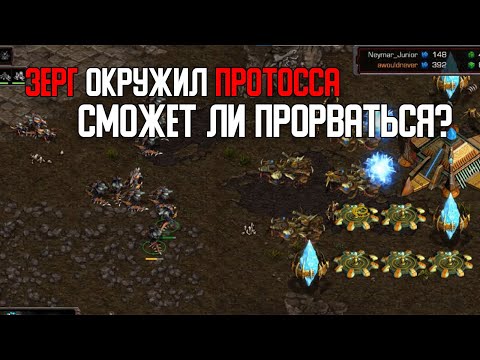 Видео: Старкрафт P VS Z Зерг окружает протосса и зажимает