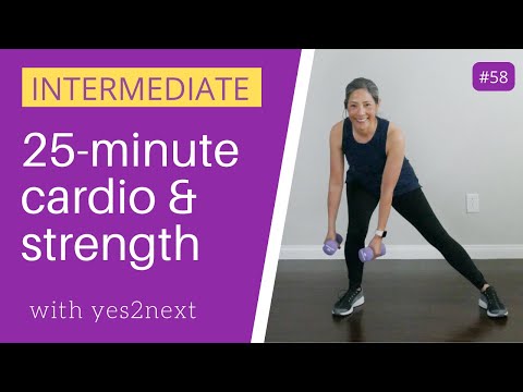 Видео: Кардио и силовые тренировки среднего уровня | Для пожилых людей, начинающих