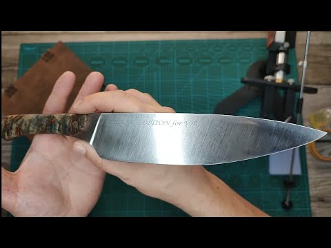 Видео: Заточка шеф-ножа от Виталия Салмина