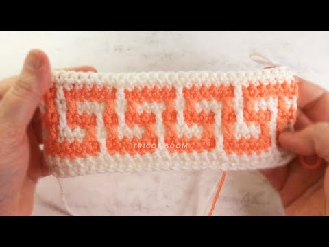 Видео: Греческий ключ, вставная мозаика, крючок. Key greek. INSET MOSAIC CROCHET.