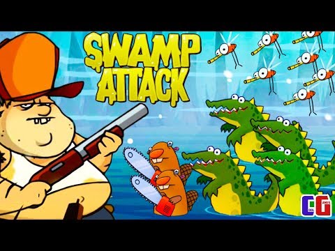 Видео: Swamp Attack БИТВА С БОЛОТНЫМИ МОНСТРАМИ Мультяшная игра Свамп Атак от Cool GAMES